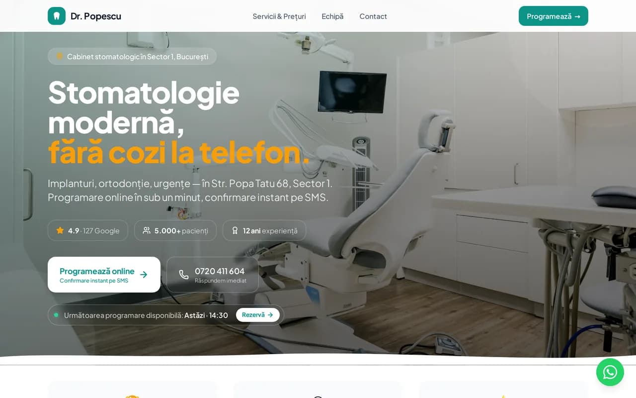 Demo aident.ro — site pentru clinică dentară cu agent AI și automatizări